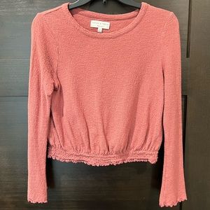 Madewell mauve long, bell sleeve top. Size XS